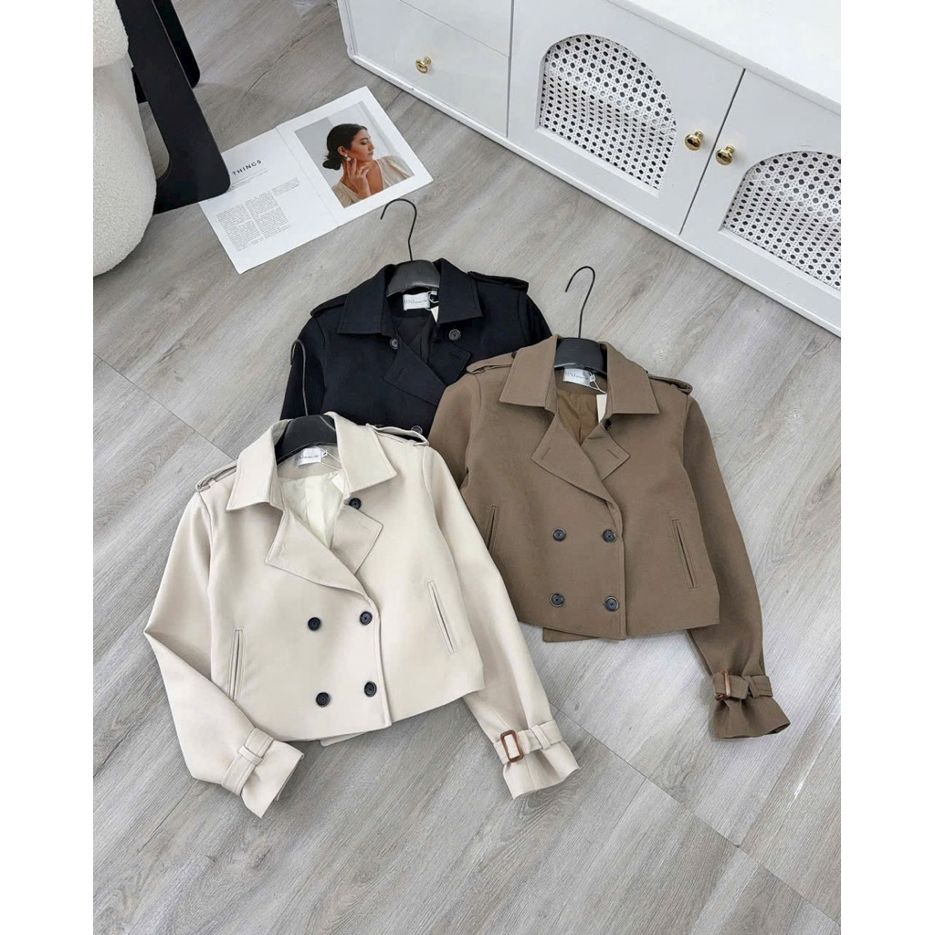 [A0.255] Áo Mangto Dáng Croptop Cổ Bẻ Hàng 2 Lớp Có Đệm Vai Chất Tuyết Gold Dày Dặn 3 Màu | BigBuy360 - bigbuy360.vn