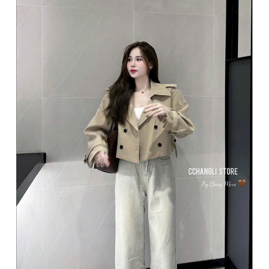 [A0.255] Áo Mangto Dáng Croptop Cổ Bẻ Hàng 2 Lớp Có Đệm Vai Chất Tuyết Gold Dày Dặn 3 Màu | BigBuy360 - bigbuy360.vn