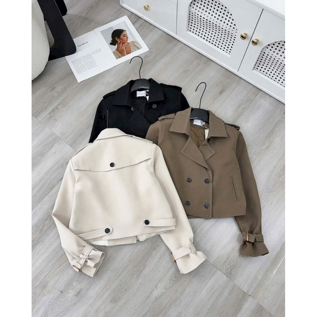 [A0.255] Áo Mangto Dáng Croptop Cổ Bẻ Hàng 2 Lớp Có Đệm Vai Chất Tuyết Gold Dày Dặn 3 Màu | BigBuy360 - bigbuy360.vn