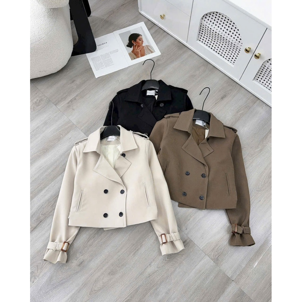 [A0.255] Áo Mangto Dáng Croptop Cổ Bẻ Hàng 2 Lớp Có Đệm Vai Chất Tuyết Gold Dày Dặn 3 Màu | BigBuy360 - bigbuy360.vn