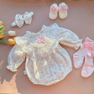  M31A- Body xô đính 2 nơ nhỏ ---DÀI TAY--- cho bé gái sơ sinh từ 3-11kg Made By Hằng 