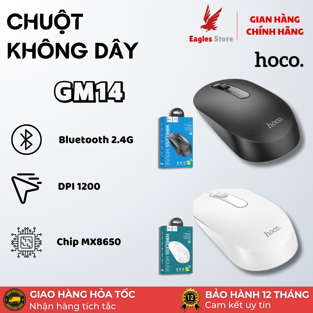 Chuột Không Dây Hoco GM14 - Kết Nối USB - DPI 1200 Tiện Lợi Khi Sử Dụng