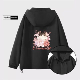 Áo Khoác Gió Nam Nữ Mũ Cao Cấp 2 Lớp PEABOO Mã Dessert Sprite In Hình Chống Nước Chống Nắng Form Rộng Kiểu Dáng Unisex