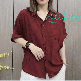 Áo sơ mi nữ chất liệu đũi xước tơ nhẹ mát thiết kế form tay lỡ trẻ trung SP25