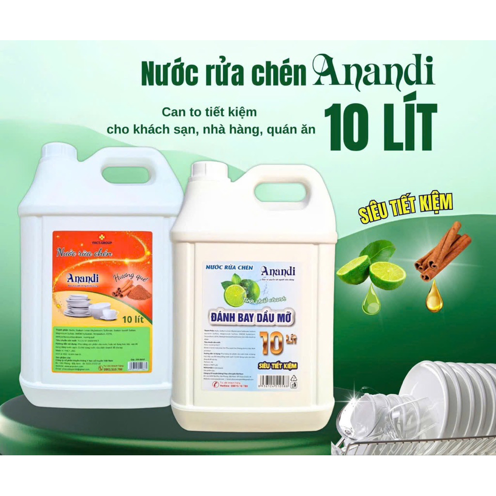 NƯỚC RỬA CHÉN 10l TINH DẦU THẢO MỘC ANANDI (YHCT,JSC)