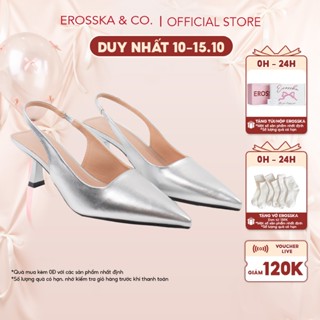 Erosska - Giày cao gót mũi nhọn kiểu dáng đơn giản thanh lịch màu bạc cao 6cm - EH042