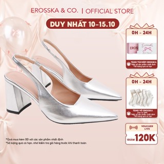 Erosska - Giày cao gót nữ mũi nhọn kiểu dáng thanh lịch sang trọng màu bạc cao 8cm - EH045