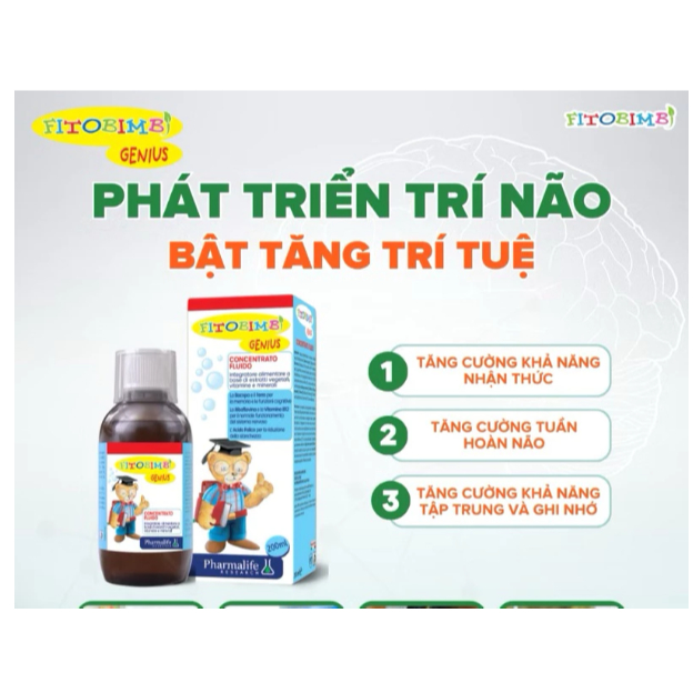 Fitobimbi Genius - Hỗ trợ trẻ tăng cường nhận thức, ghi nhớ tốt,Giúp bé tỉnh táo, tăng sức bền, giảm