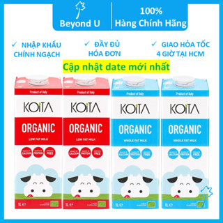 1 Thùng 12 hộp sữa bò hữu cơ Koita Organic hộp 1L các loại (sữa ít béo, sữa nguyên kem )