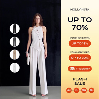 Quần tây ống suông MOLLYNISTA công sở hack chân phong cách thanh lịch nữ tính cao cấp tôn dáng