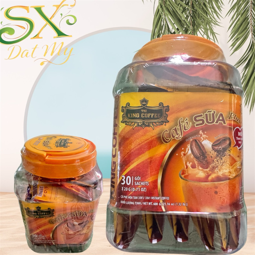 King coffee Cafe sữa plus dạng lon 30 gói