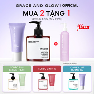 [Tặng Quà] Combo Sữa tắm và Lăn khử mùi Grace and Glow Black Opium 400ml + 50ml trắng da dưỡng ẩm tẩy da chết Lăn Nách