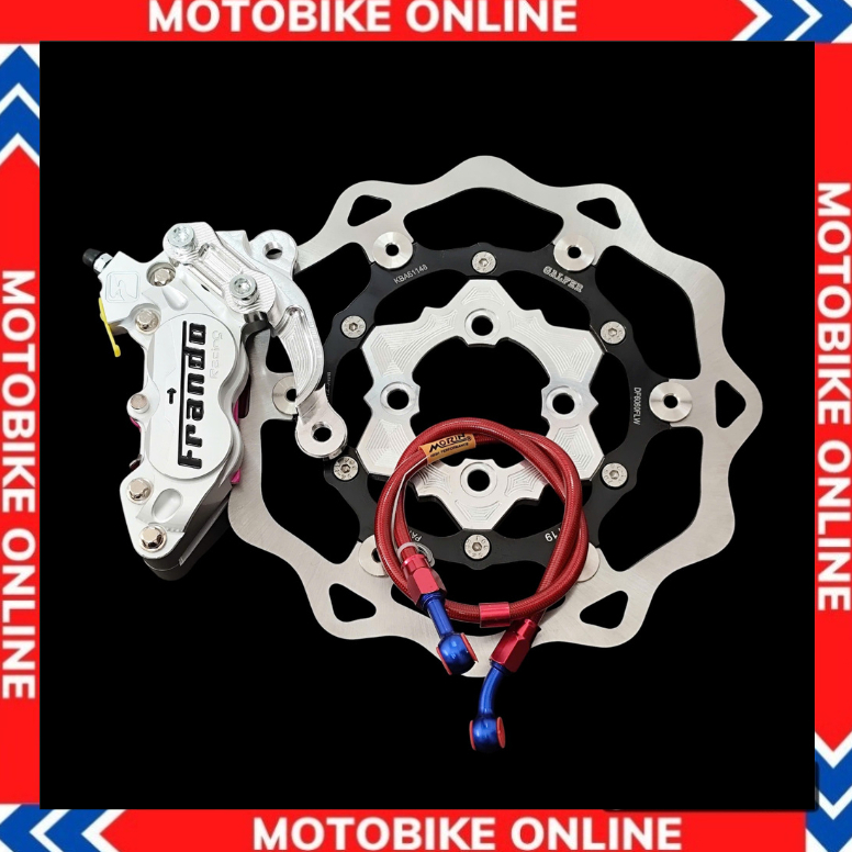 🔧 Combo 4 Món Phanh Trước Xe Máy [Đi Mâm 4 lỗ] – Frando 4Pis Trắng + Pát 260mm CNC + Đĩa KTM 260mm +