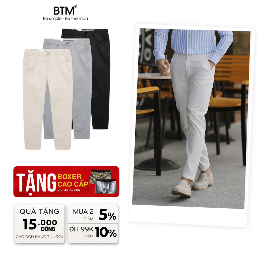 Quần Kaki Nam Dài BTM Gent Trouser - Vải Kaki Co Dãn Form Slimfit - Mã 27.374