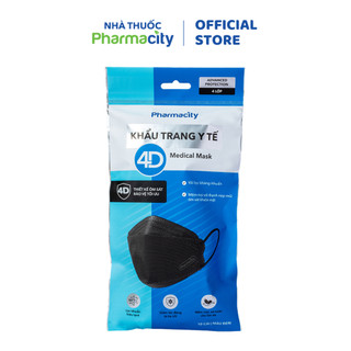  Khẩu trang y tế Pharmacity 4D Màu đen  Gói 10 Cái  