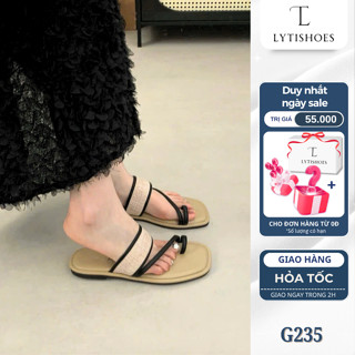 Dép sandal dép xỏ ngón nữ đế bệt hàn quốc quai ngang đế mềm cói cho nữ thời trang G235
