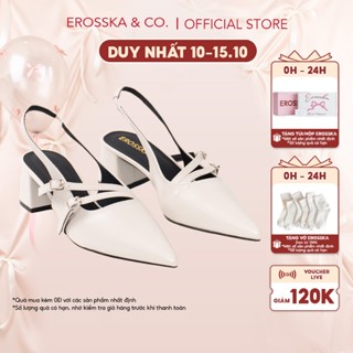 EROSSKA - Giày cao gót mũi nhọn phối dây kiểu dáng thanh lịch cao 5.5cm màu kem - EH068