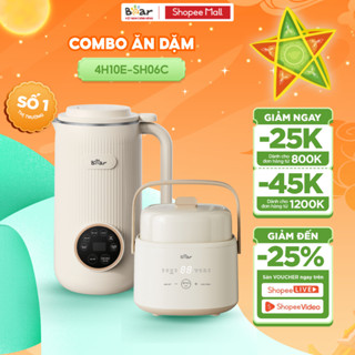 Combo Nồi Nấu Cháo Chậm 0.8L BEAR SUBE001 Bản Tiếng Việt Và Máy Làm Sữa Hạt 0.6L Hoặc 1L Combo Ăn Dặm Mẹ Bé