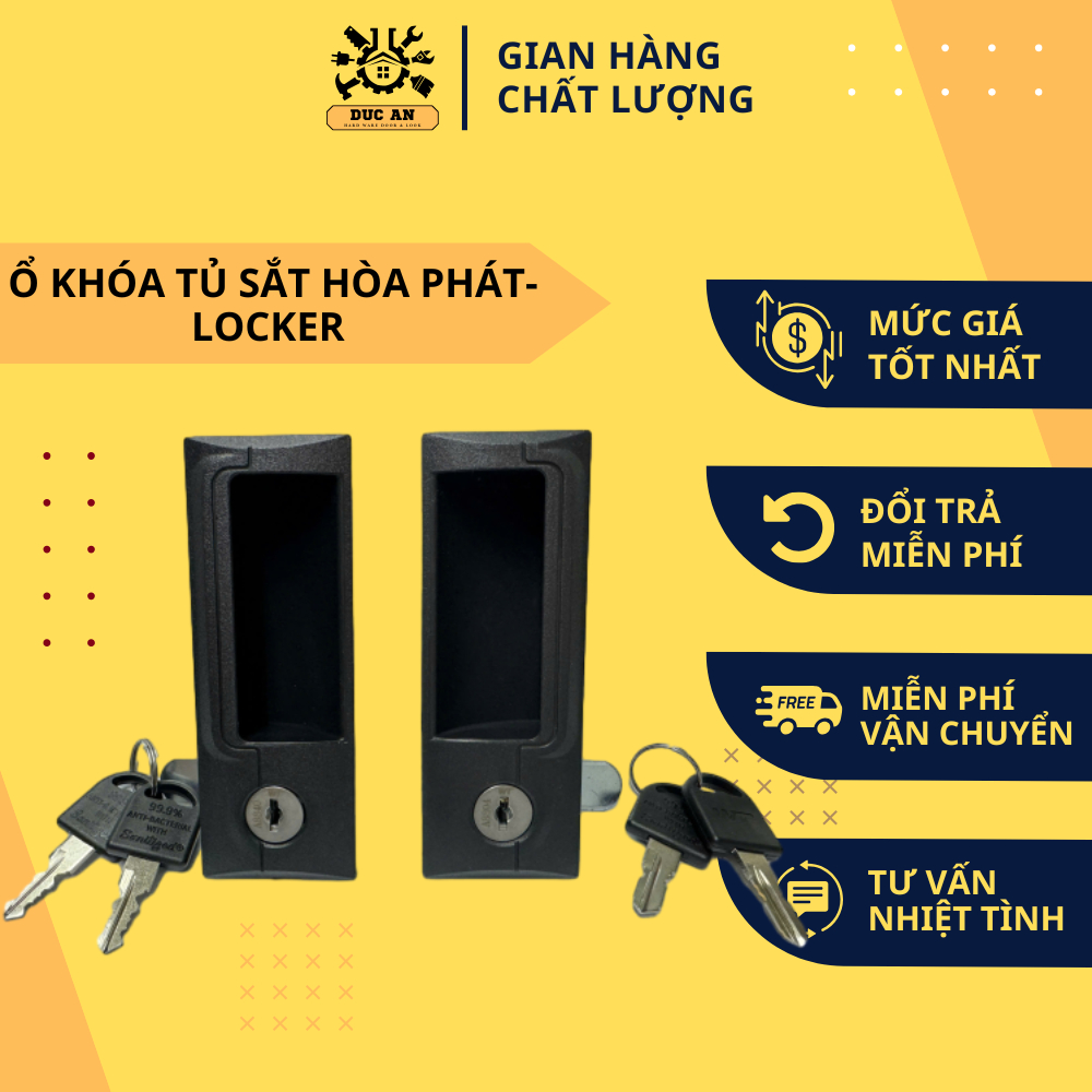 Ổ KHÓA TỦ TÀI LIỆU SẮT HÒA PHÁT, KHÓA LOCKER, KHÓA ĐI KÈM TAY NHỰA
