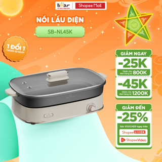 Bếp Nướng Điện Bear 4.5L 6 Nồi Lẩu Nướng Điện Đa Năng Chống Dính Nồi Lẩu Bếp Nướng Nồi Nấu Điện Mini SB-NL45K