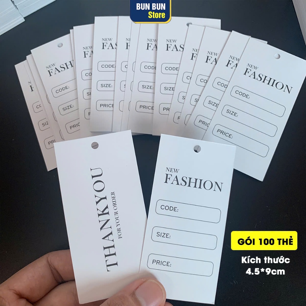 Tag giấy, giấy mác quần áo thời trang..Giấy loại 1 dầy cứng