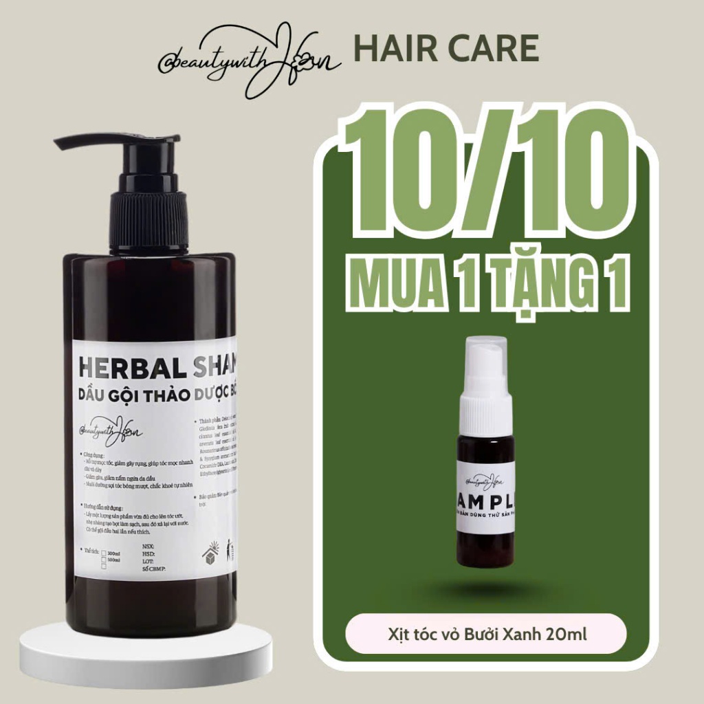 Dầu gội thảo dược Bồ Kết hỗ trợ mọc tóc giảm rụng - HERBAL SHAMPOO @beautywithHan
