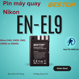 Pin Nikon EN-EL9 2100mAh , bộ sạc Beston dùng cho máy ảnh Nikon D40 D40x D60 D3000 D5000 EN-EL9A
