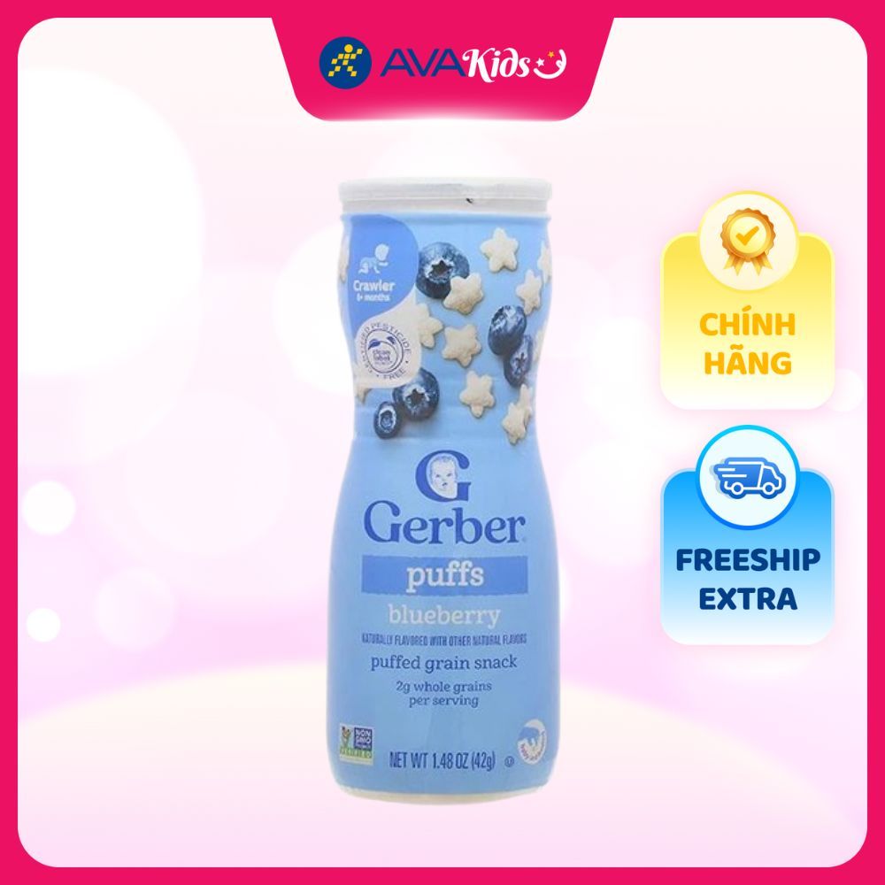 Bánh ăn dặm Gerber Puffs vị việt quất lon 42g (từ 8 tháng) - Giao bao bì ngẫu nhiên