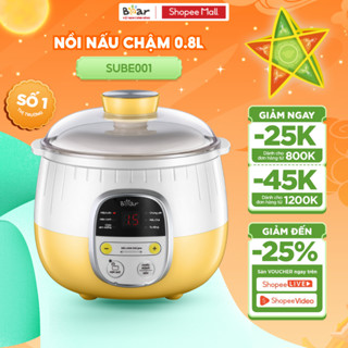 Nồi Nấu Cháo Cho Bé BEAR 0.8L Nấu Chậm Điện Cách Thuỷ Hầm Cháo Nhừ Chưng Yến Giữ Lại Chất Dinh Dưỡng Cho Bé SUBE001