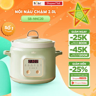 Nồi Nấu Cháo Chậm BEAR 2L Nồi Nấu Chậm Cho Bé Nồi Nấu Cháo Nồi Áp Suất Hầm Hấp Giữ Trọn Chất Dinh Dưỡng SB-NNC20
