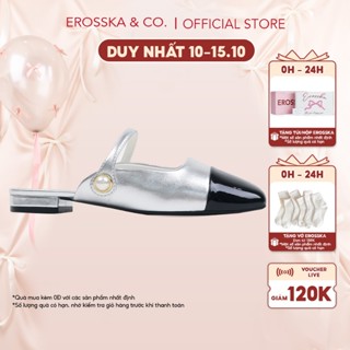 Erosska Lumina - Giày cao gót nữ mũi tròn phối hạt ngọc sang trọng màu bạc cao 2cm - EL036