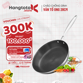  Chảo Chống Dính Vĩnh Viễn Vân Tổ Ong Inox 304 Cao Cấp Đường Kính 28CM Dùng Mọi Loại Bếp,Kể cả Bếp Từ 