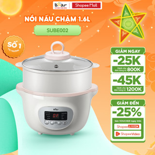 Nồi Nấu Cháo Chậm BEAR 1.6L Nồi Nấu Chậm Cho Bé 7 Chế Độ Nồi Chưng Yến Hấp Hầm Canh Súp Chè Giữ Ấm Bản TViệt SUBE002