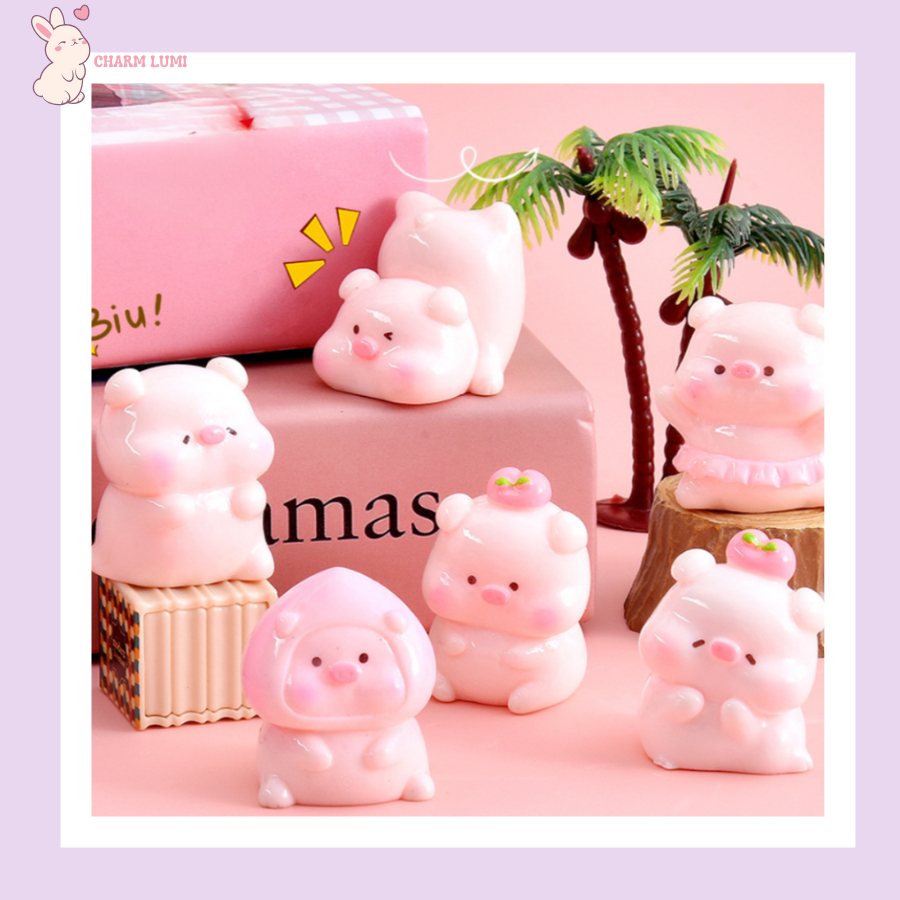 🐷Charm Heo Hồng Má Đào – Phụ Kiện Decor DIY, Trang Trí Tiểu Cảnh, Ốp Lưng, Hộp Bút, Gắn Dép, Slime,.