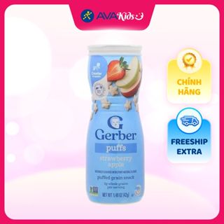 Bánh ăn dặm Gerber Puffs vị dâu, táo lon 42g (từ 8 tháng) - Giao bao bì ngẫu nhiên