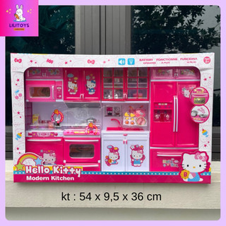  Bộ Đồ Chơi Nhà Bếp Hello Kitty Đồ Chơi Nhà Bếp Trẻ Em Mô Phỏng Tủ Lạnh Mini Lò Vi Sóng Đồ Dùng mini Mã 6927 