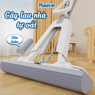   SẴN  Cây lau nhà tự vắt MAISON chất liệu đầu mút cao su non chỉ 3 giây thấm hút siêu nhanh tiện lợi 