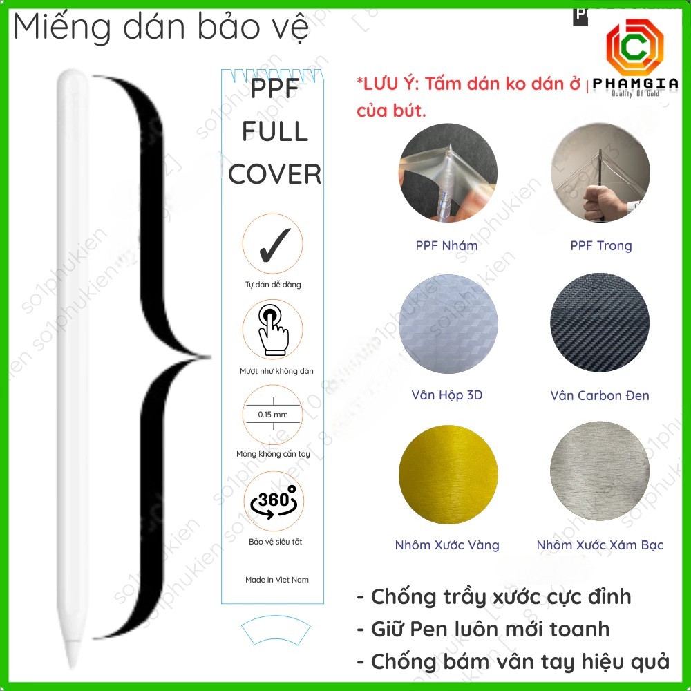 (combo 2 bộ) dán full body Apple Pencil 1/Apple Pencil 2/Apple Pencil USB-C/Pencil Pro giúp bảo vệ b