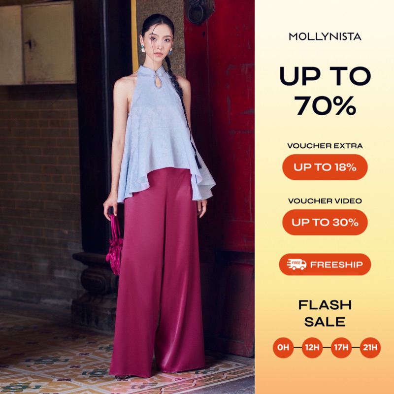 Áo Yếm Tết 2025 MOLLYNISTA (Tặng kèm quần lụa cao cấp) vải gấm mềm cao cấp hoa nổi