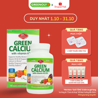 Viên Uống Bổ Sung Canxi Hữu Cơ Olympian Labs Green Calcium Cho Bà Bầu, Sau Sinh Và Trẻ Em, Giúp Xương Chắc Khỏe 100 Viên