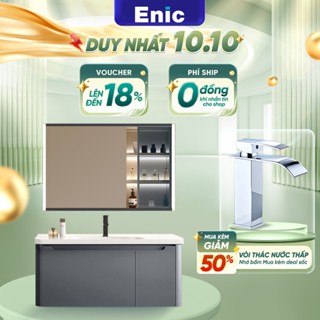 Bộ tủ phòng tắm Enic BT11 - lavabo gốm sứ cao cấp, gỗ chống thấm, ngăn đồ rộng rãi, gương tráng bạc- Enic (Enic)