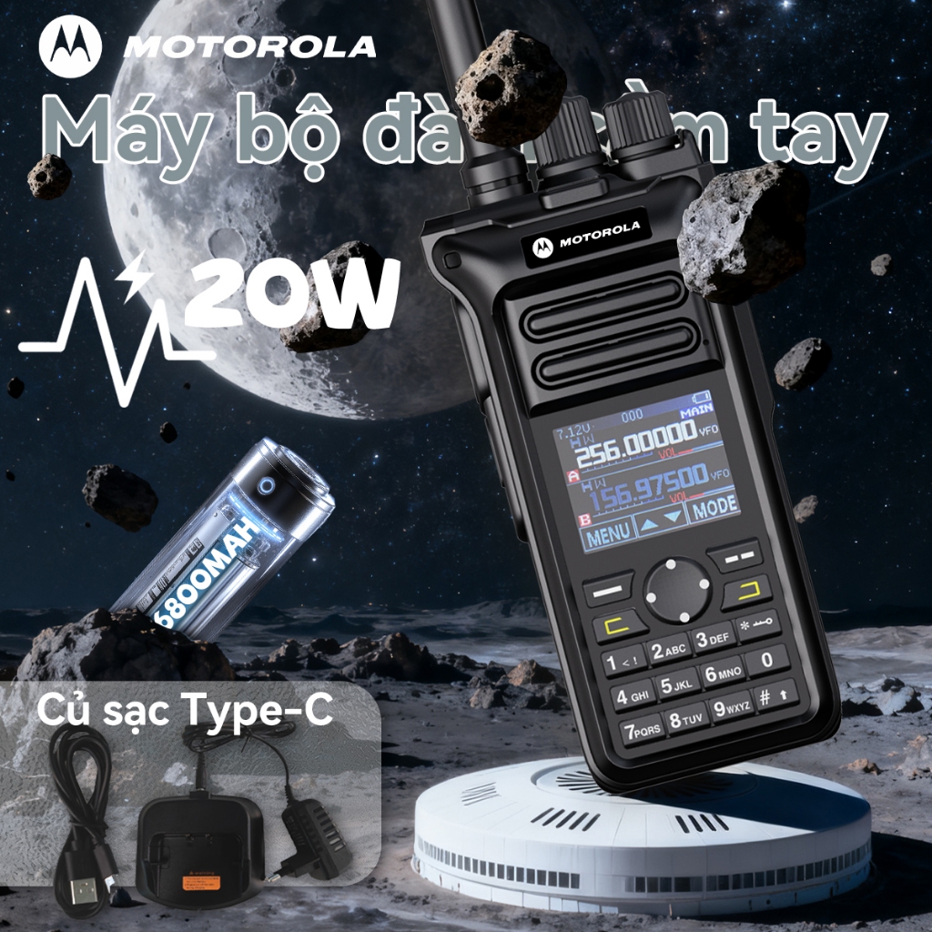 Máy bộ đàm Motorola GT10 Bộ đàm(1-15KM) 128 Kêng 20W VHF/UHF  Pin Dung Lượng Cao 6800Mah