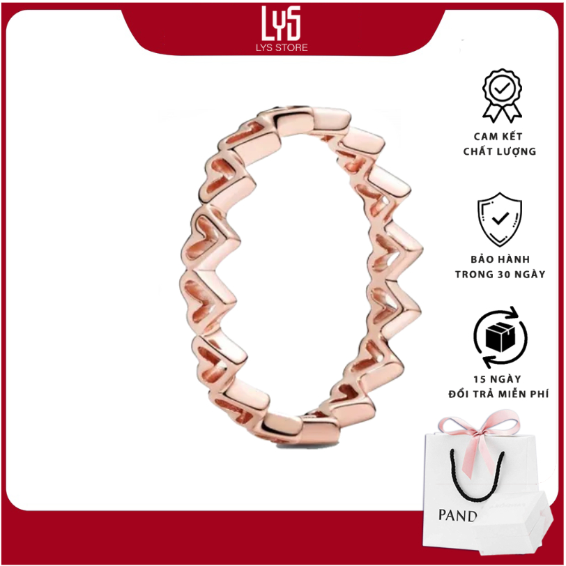 Nhẫn bạc nữ Lys Freehand Hearts Màu Vàng Hồng 8168RG