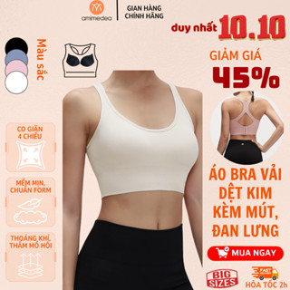 Áo lót bra thể thao nữ, tập gym yoga cao cấp AMI Medea dây chéo lưng, đệm mút có thể tháo rời N301