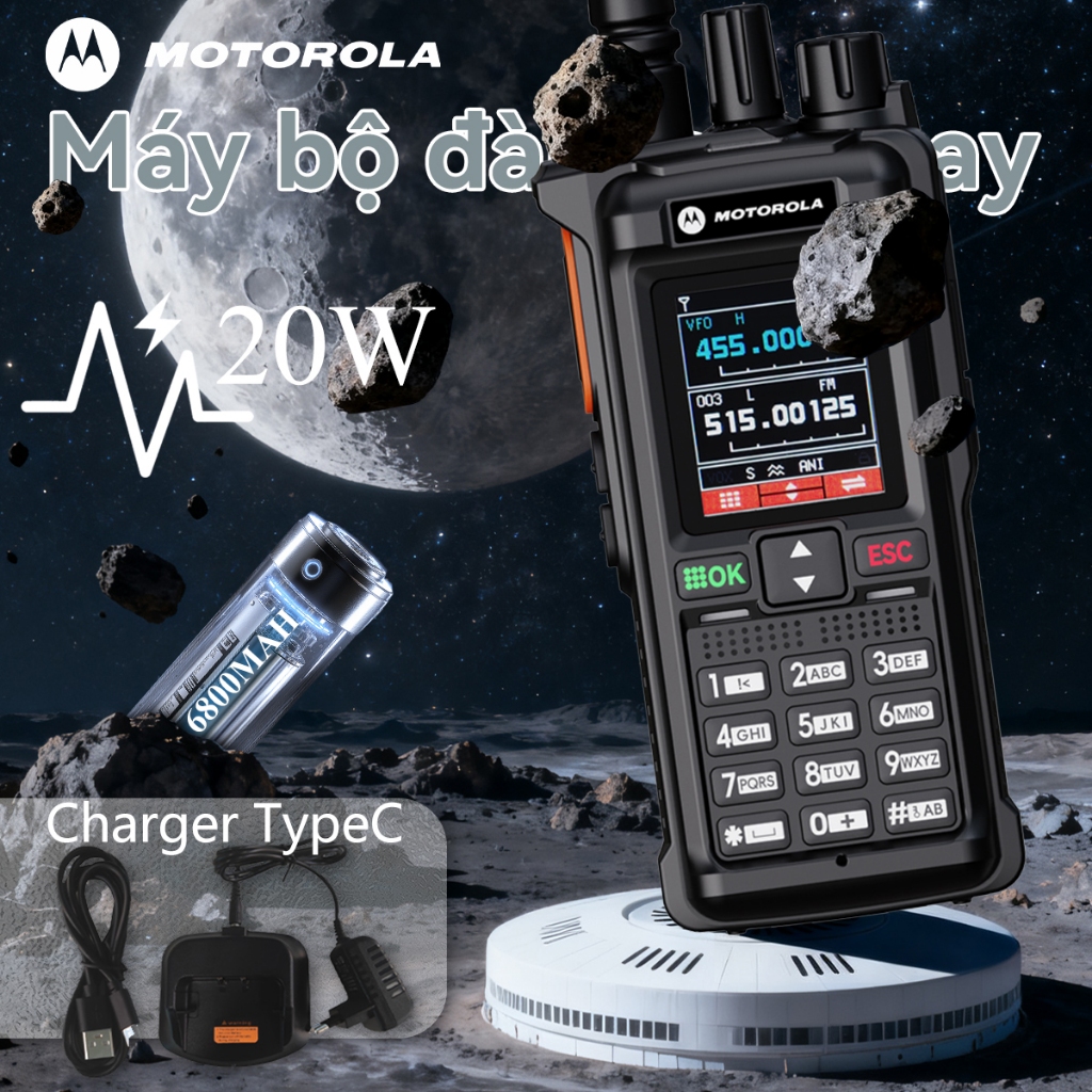 Máy bộ đàm Motorola GT12 Bộ đàm(1-20KM) 199 Kêng 20W VHF/UHF Pin Dung Lượng Cao 6800Mah