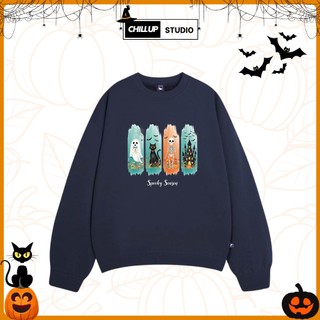 Áo Sweater Nỉ Lông Cáo CHILLUP STUDIO In Hình Mùa Halloween Mã 01-TC161 Mềm Mịn Unisex Nam Nữ Ấm Áp Mùa Đông