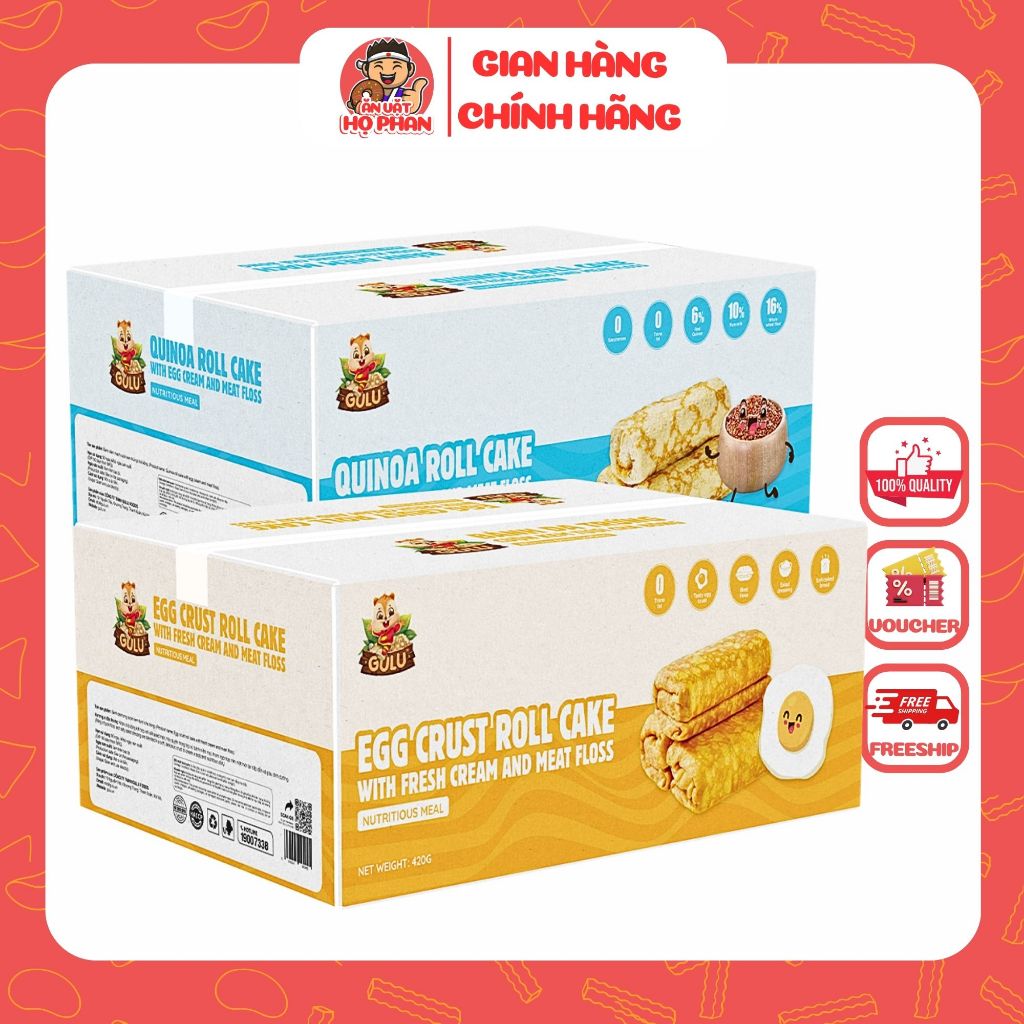 Bánh Trứng Cuộn Chà Bông, Bánh Diêm Mạch của Gulu Foods - Ăn Vặt Họ Phan