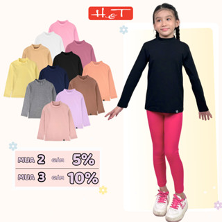 Áo giữ nhiệt bé trai, bé gái HT-áo cổ lọ 3 phân dáng basic chất rib cotton mềm mịn, co giãn cho bé từ 10-35kg-ATDBG013