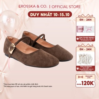 Erosska - Giày mary jane da lộn thanh lịch tôn dáng vintage nữ tính kiểu cổ điển êm chân - EL082