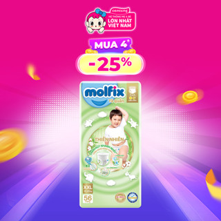 Bỉm tã quần Molfix thiên nhiên size XXL 15-25kg 56 miếng ( giao bao bì ngẫu nhiên) - concung